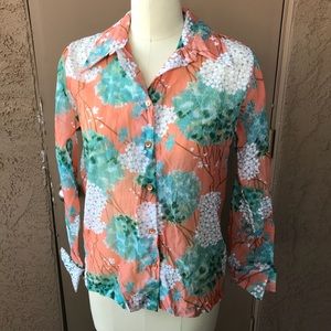 Vintage Salmon flower blouse